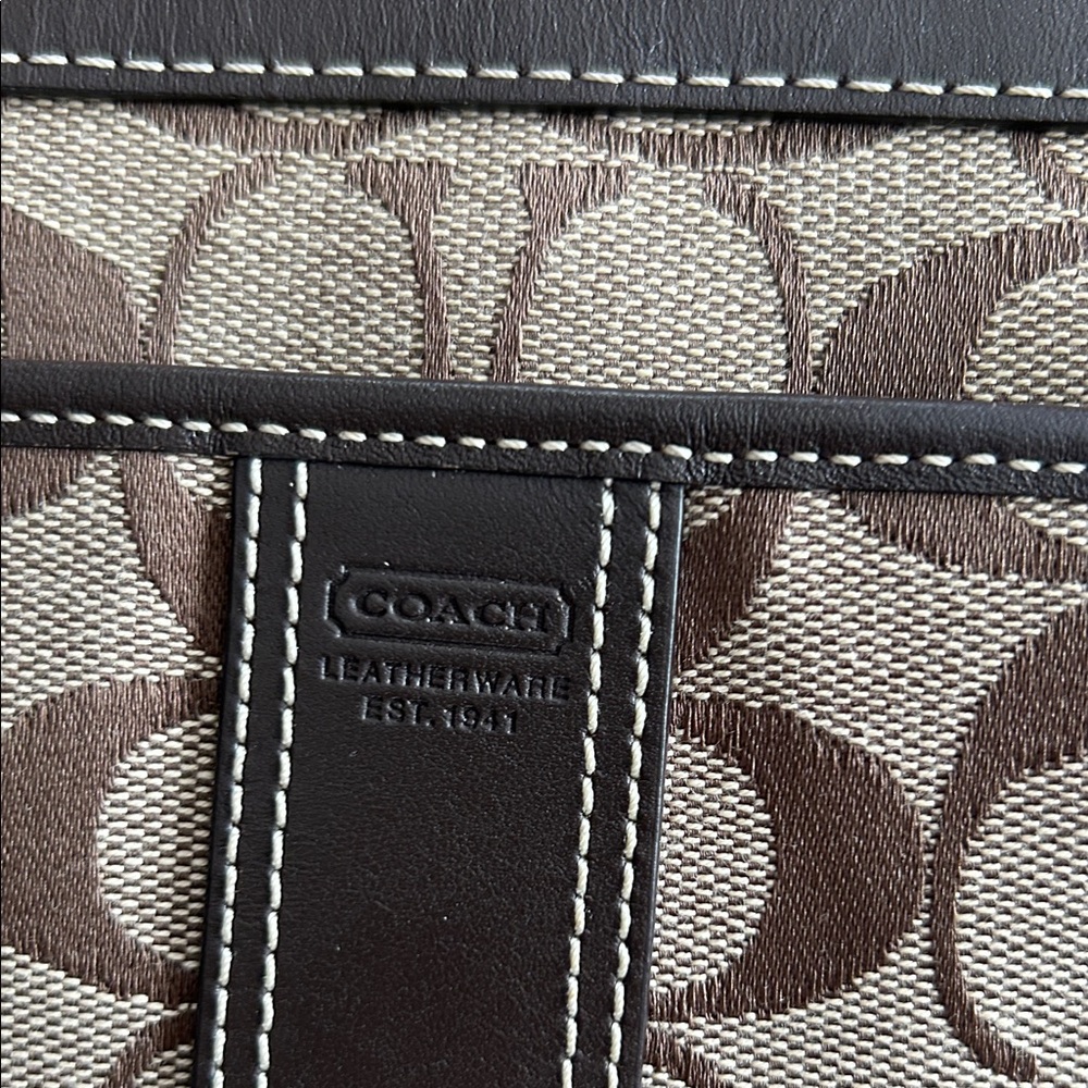 Coach Signature Tan and Brown Messenger Bag - Picture 2 of 4